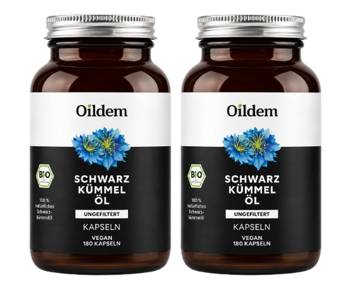 Oildem - Schwarzkümmelöl · Bio · Ungefiltert · 180 Kapseln